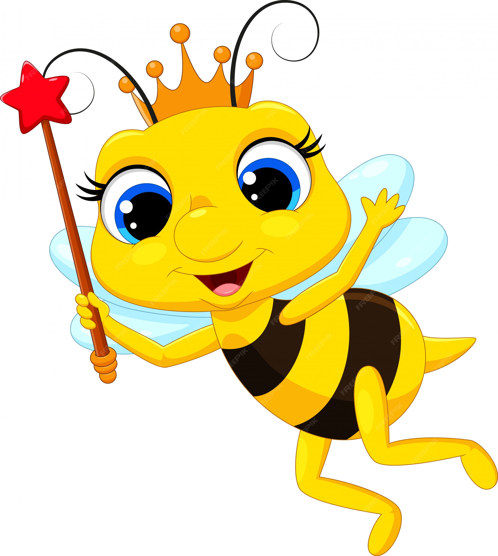 Dibujos animados lindo de la abeja reina | Vector Premium