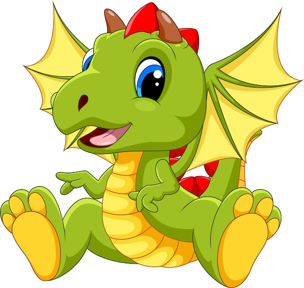 Vector dibujos animados lindo bebé dragón