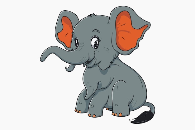 Dibujos animados lindo bebé elefante sentado