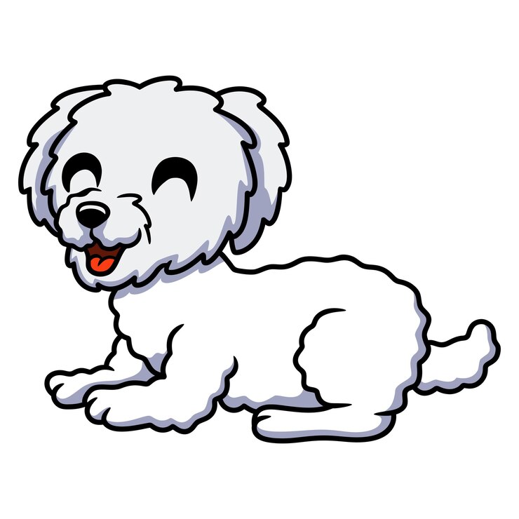 Vector dibujos animados lindo bichon frise que se establecen