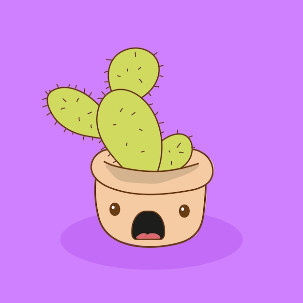 Dibujos animados lindo cactus Vector Editable colorido dibujo ilustración