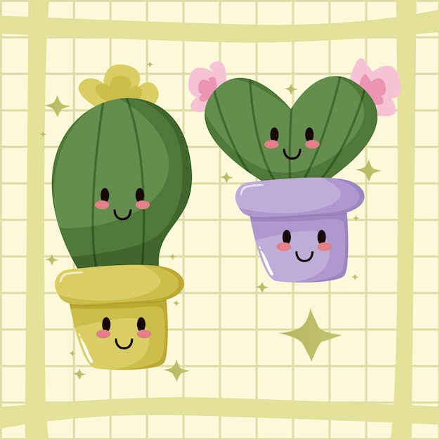 Vector dibujos animados lindo cactus