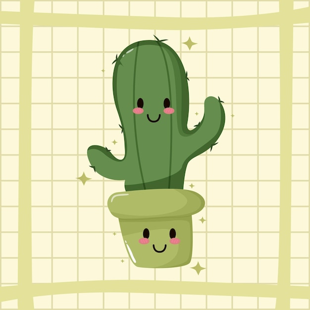 Vector dibujos animados lindo cactus