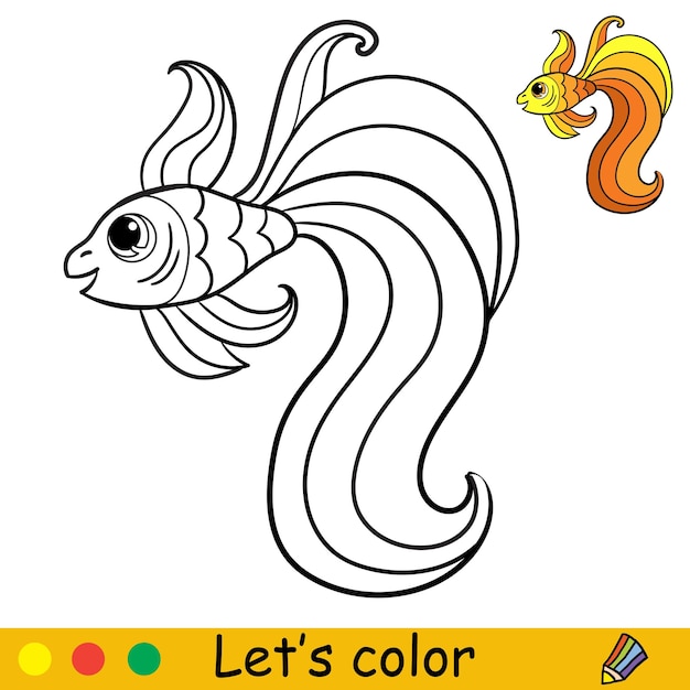 Dibujos animados lindo y divertido pez dorado para colorear