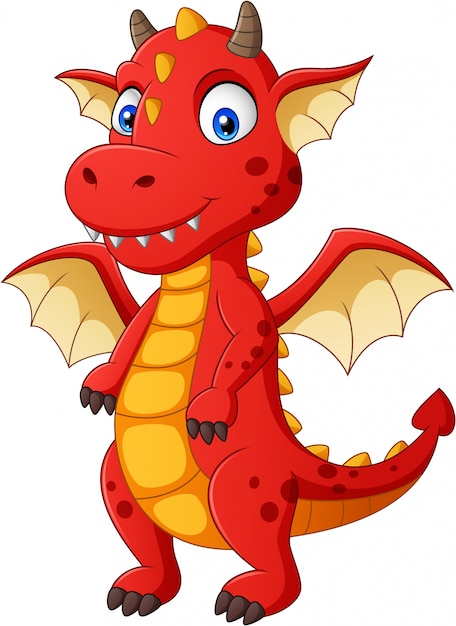 Vector dibujos animados lindo dragón rojo ilustración