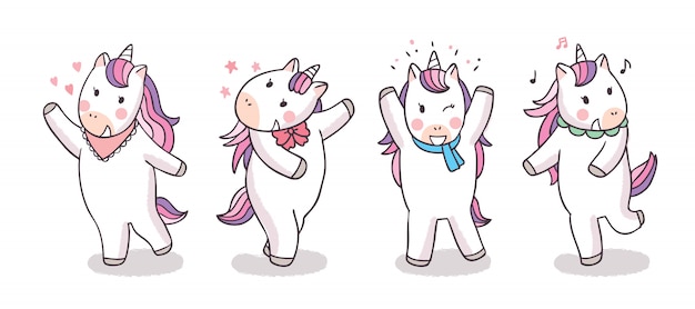 Vector dibujos animados lindo dulce unicornio