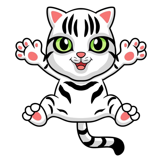 Dibujos animados lindo gato americano de pelo corto