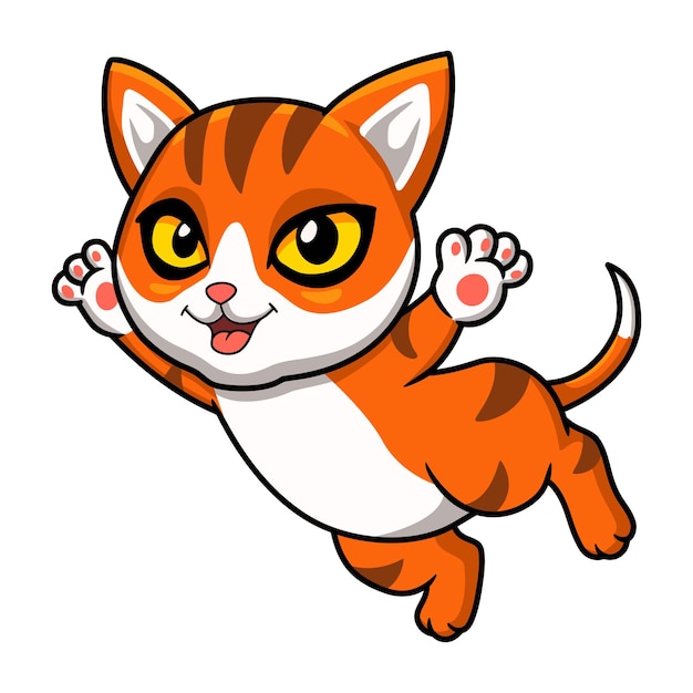 Dibujos animados lindo gato atigrado naranja volando