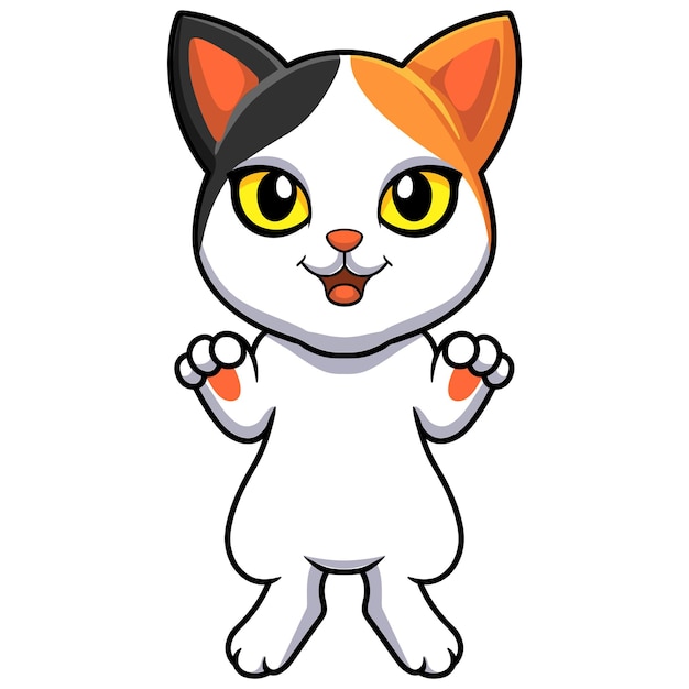 Dibujos animados lindo gato bobtail japonés