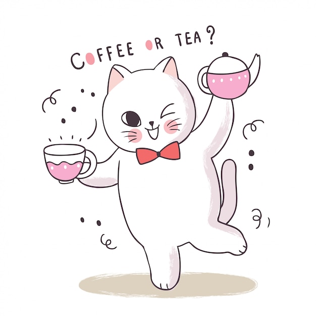 Dibujos animados lindo gato dulce