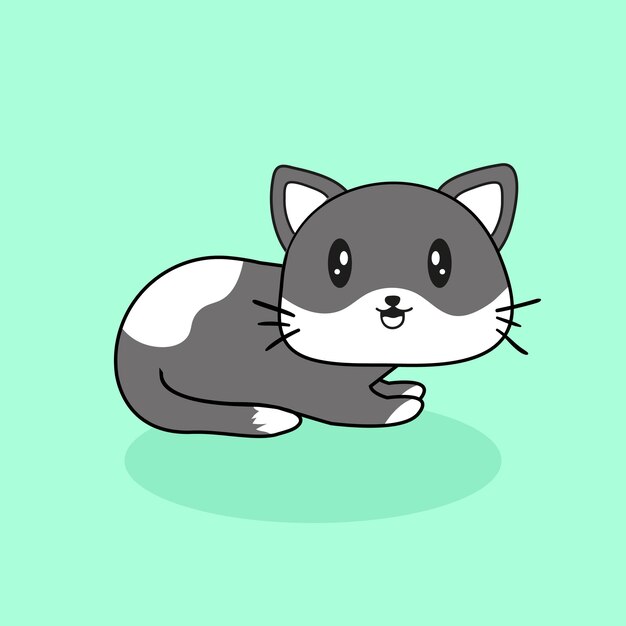 Dibujos animados lindo gato Vector Editable colorido dibujo ilustración
