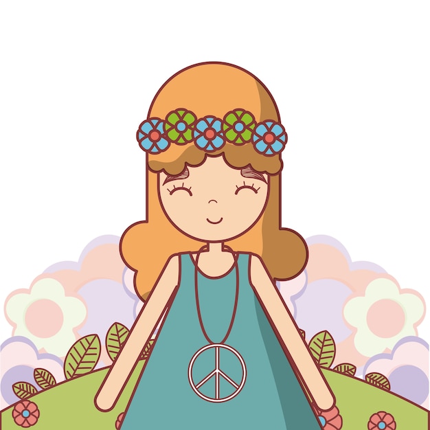 Dibujos animados lindo Hippie