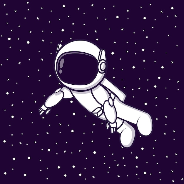 Dibujos animados lindo icono de vector de astronauta flotando en el cielo. Concepto de fantasía. Diseño premium sencillo