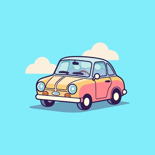 Vector dibujos animados lindo kawaii coche pequeño vehículo