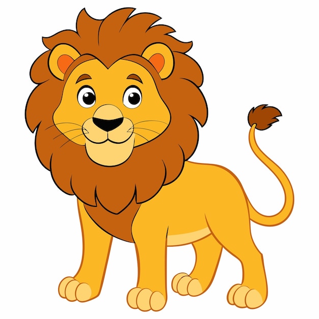 Dibujos animados lindo león aislado sobre fondo blanco