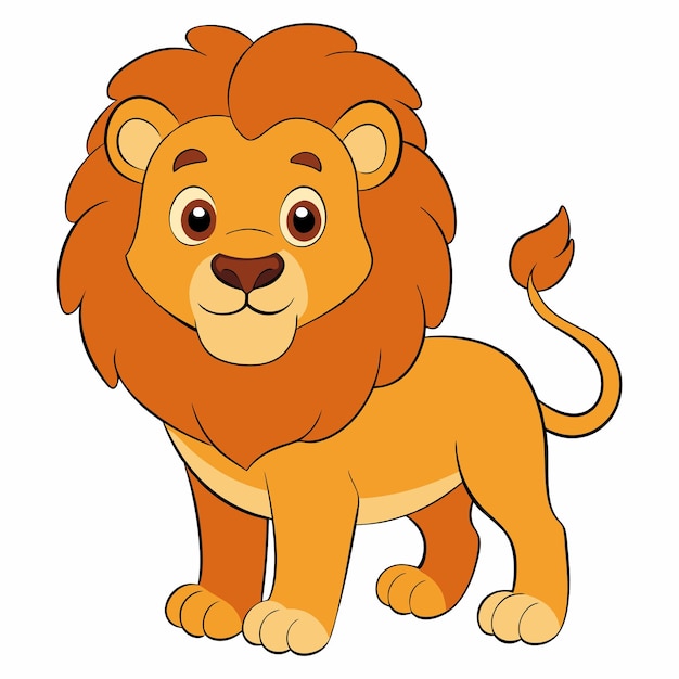 Dibujos animados lindo león aislado sobre fondo blanco