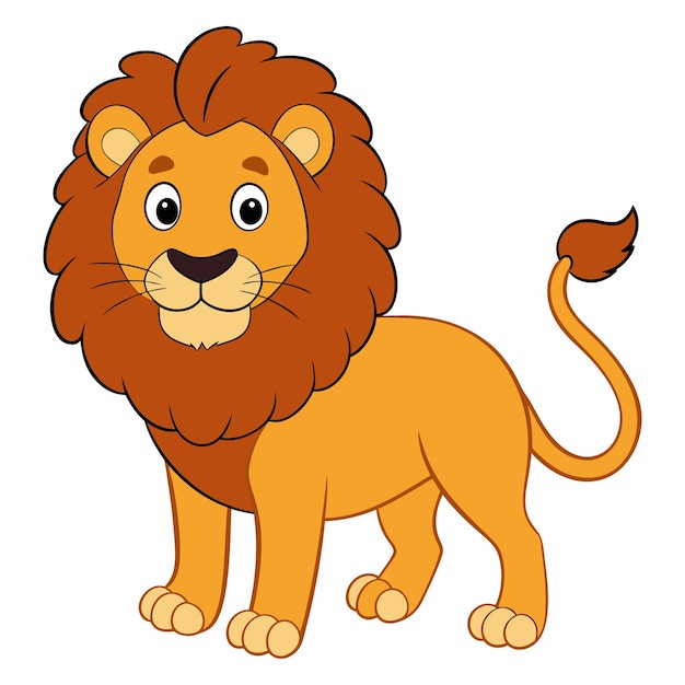Dibujos animados lindo león aislado sobre fondo blanco