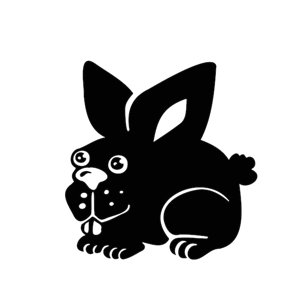 Dibujos animados lindo liebre acurrucado silueta vector