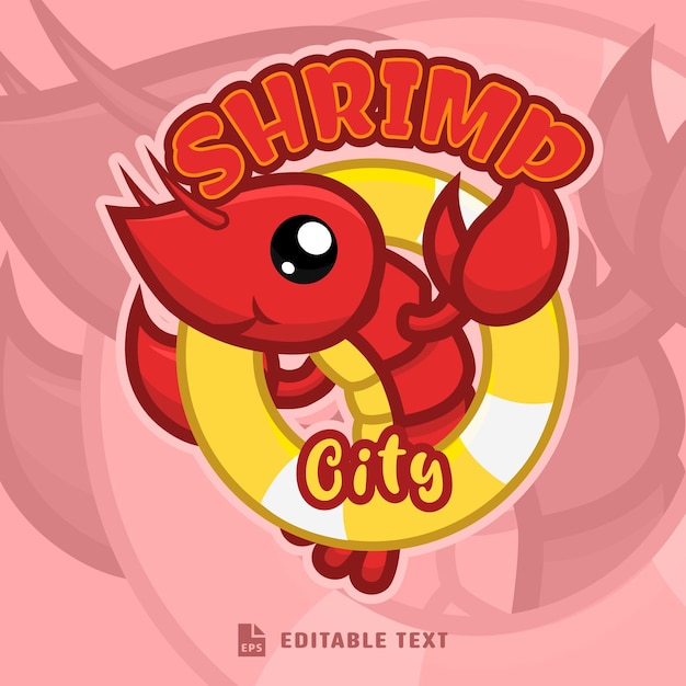 Vector dibujos animados lindo logotipo de camarón
