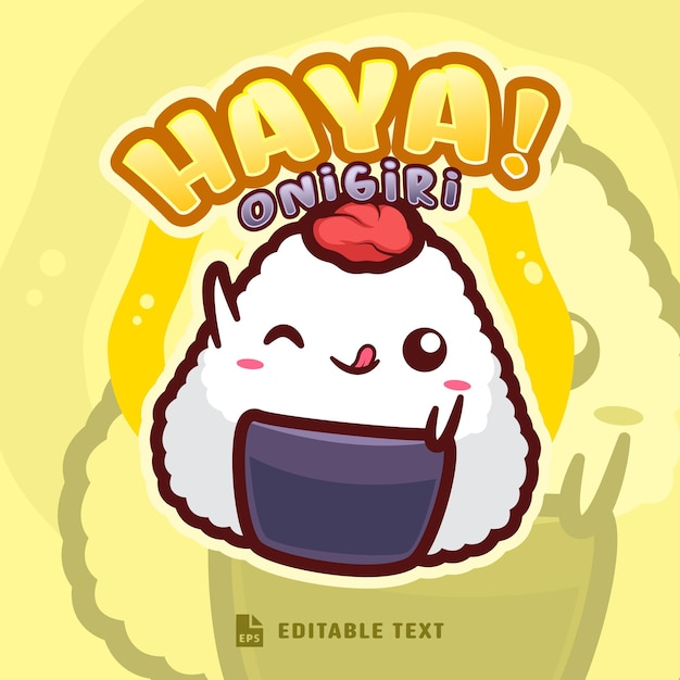 Vector dibujos animados lindo del logotipo de sushi onigiri