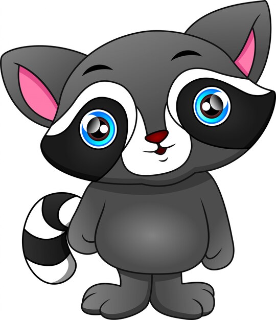 Dibujos animados lindo mapache