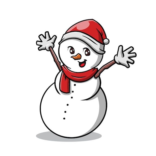 Dibujos animados lindo muñeco de nieve de Navidad