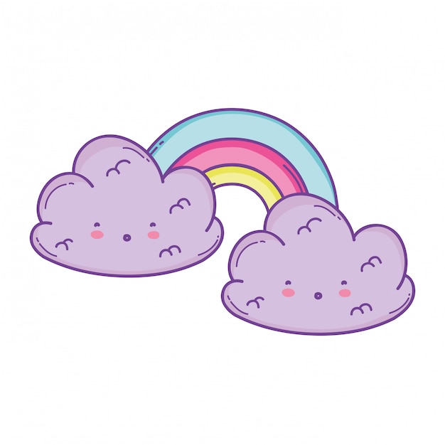 Vector dibujos animados lindo nube y arco iris