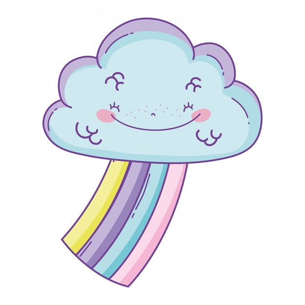 Dibujos animados lindo nube y arco iris