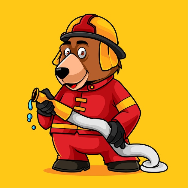 Vector dibujos animados lindo del oso del bombero del vector