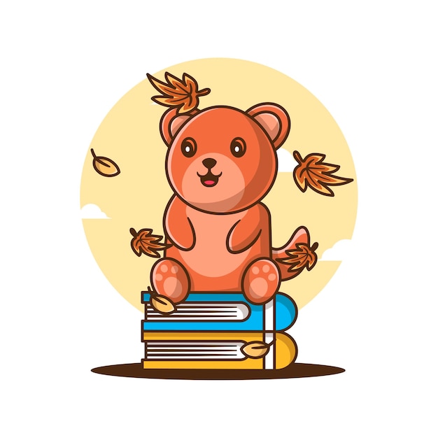 Vector dibujos animados lindo otoño oso con libros