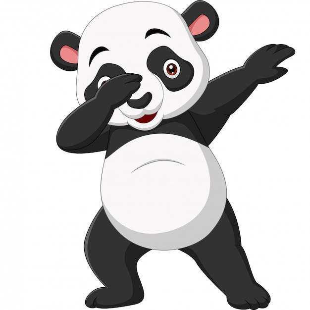 Dibujos animados lindo panda en pose dabbing