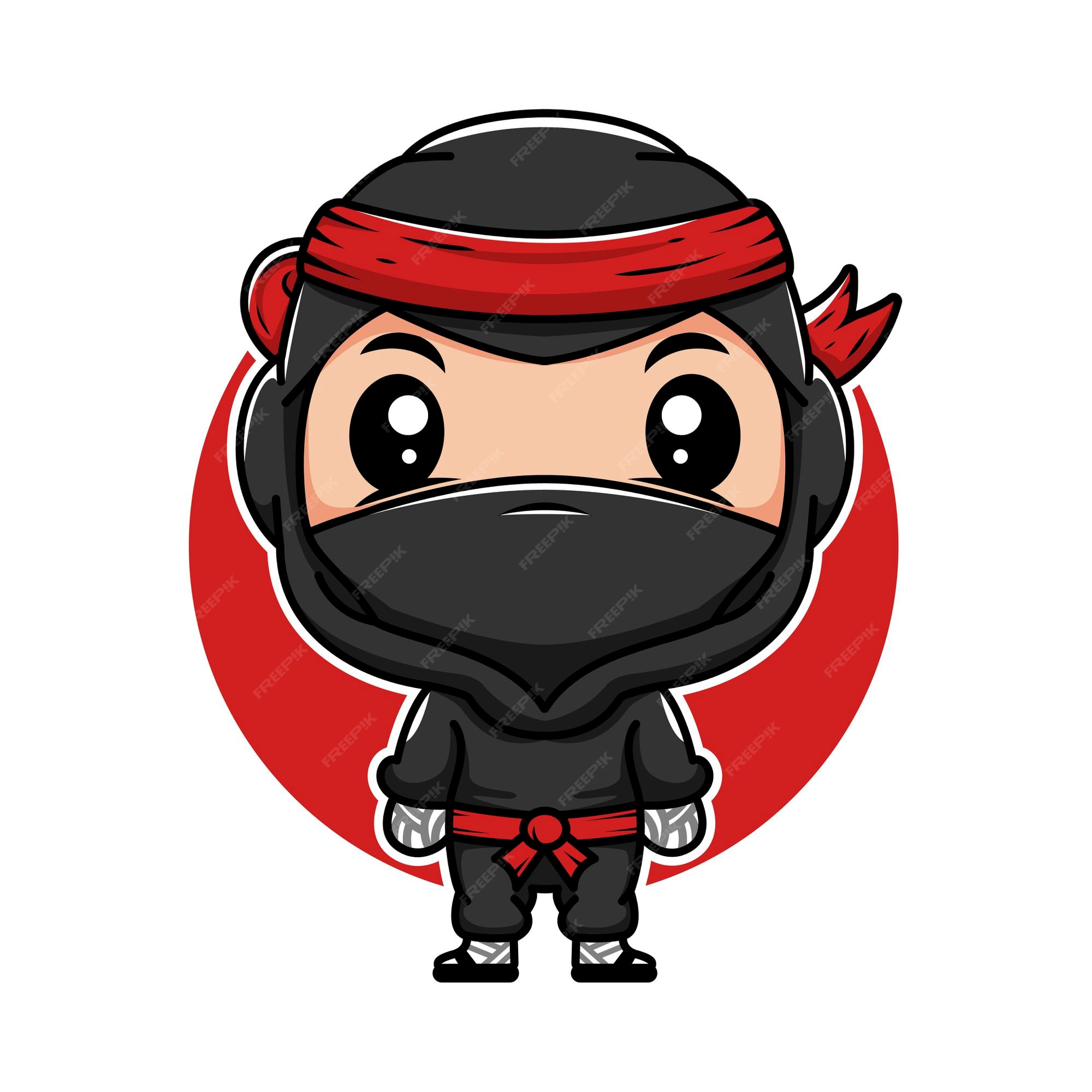 Dibujos animados lindo pequeño ninja japonés | Vector Premium