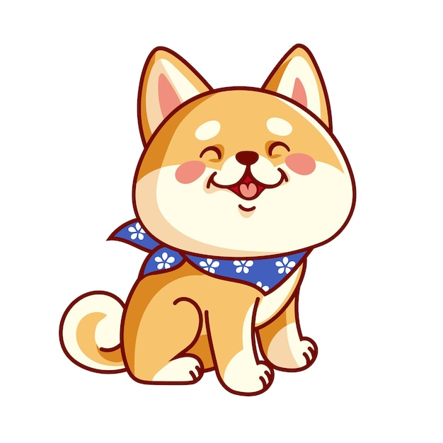 Dibujos animados lindo pequeño Shiba Inu 4