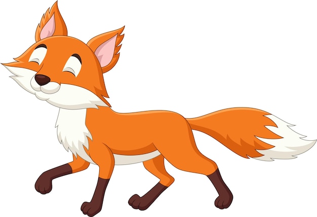 Dibujos animados lindo pequeño zorro sobre fondo blanco