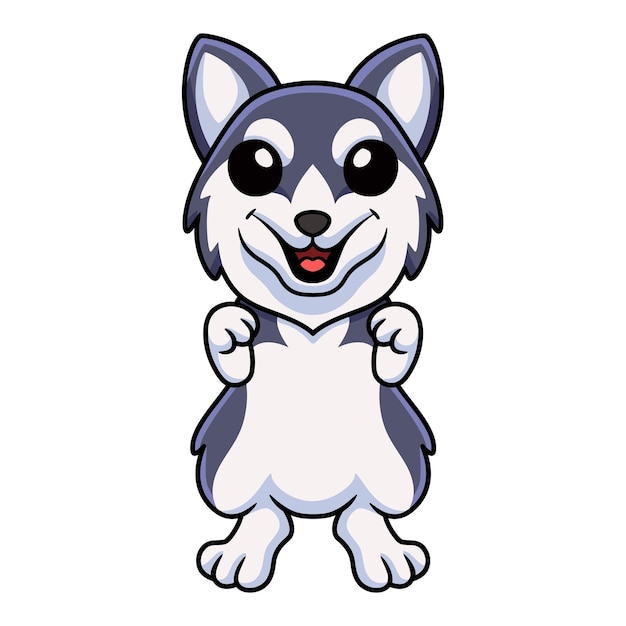 Vector dibujos animados lindo perro husky siberiano