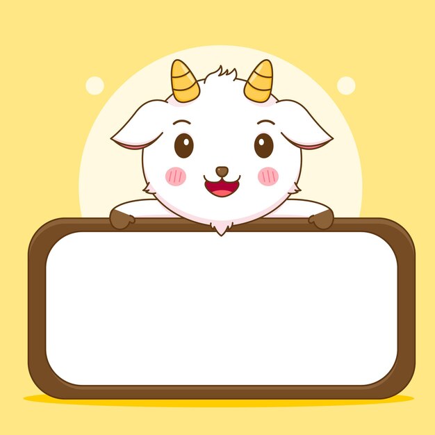 dibujos animados de lindo personaje de cabra con tablero vacío