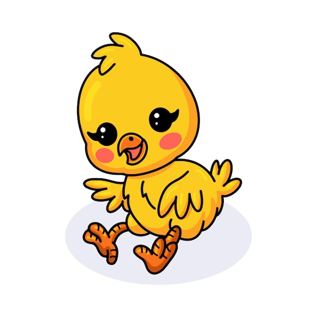 Dibujos animados lindo pollito amarillo