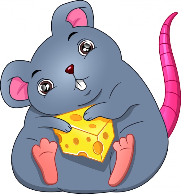Dibujos animados lindo del ratón con queso