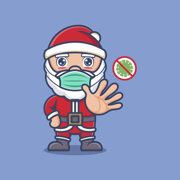 dibujos animados lindo santa claus lucha contra el virus