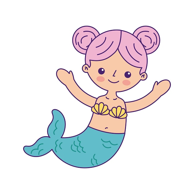 Dibujos animados lindo sirena