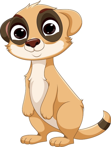 Dibujos animados lindo suricata sobre fondo blanco