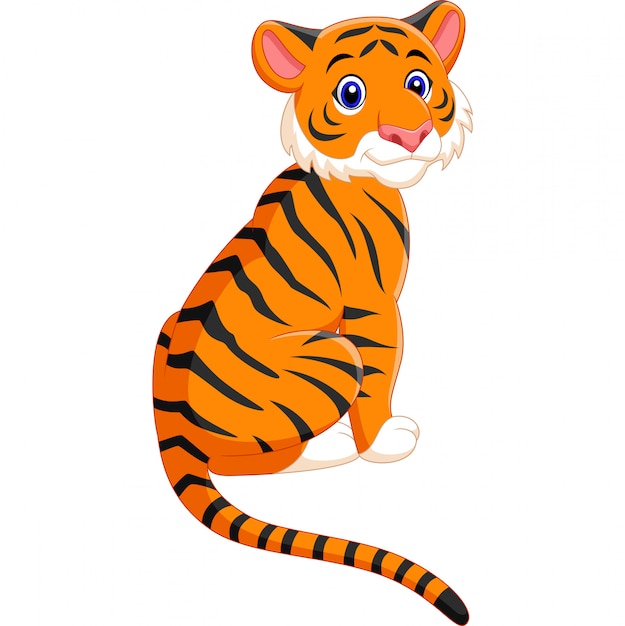 Dibujos animados lindo tigre sentado