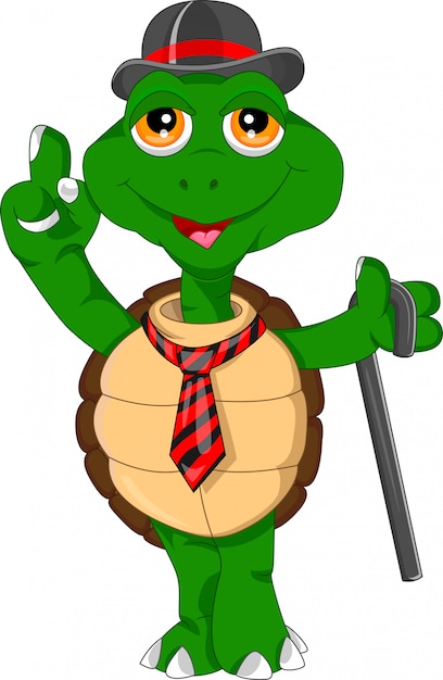 Dibujos animados lindo tortuga verde
