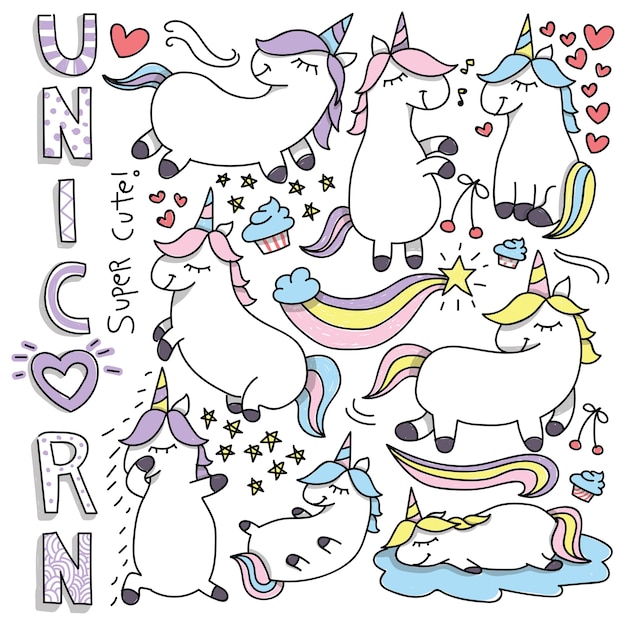 dibujos animados lindo unicornio