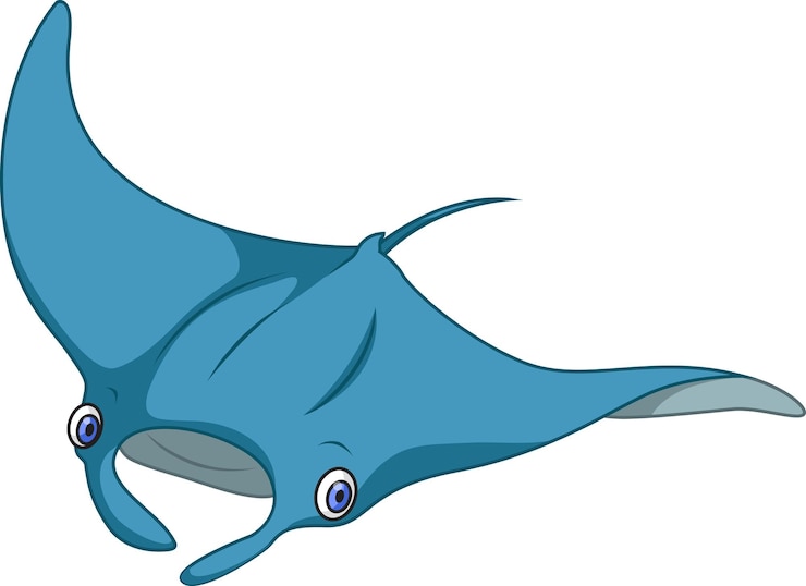 Vector dibujos animados lindos de natación de mantarrayas