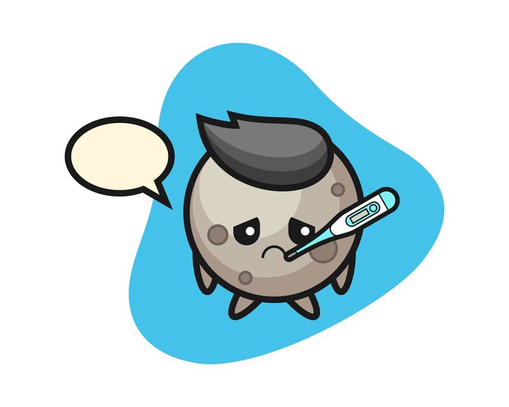 Vector dibujos animados de luna con condición de fiebre