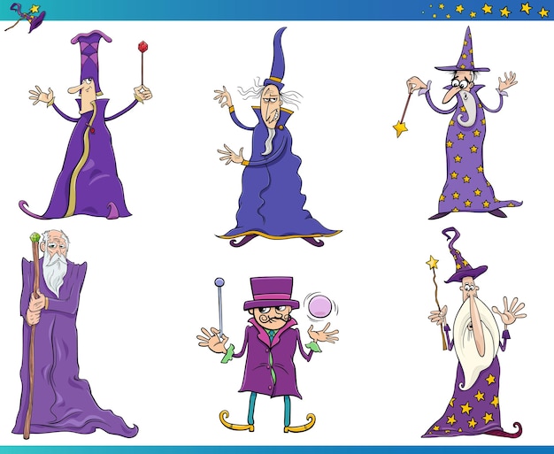 dibujos animados de magos personajes de fantasía