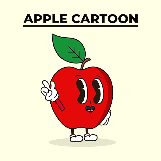 Dibujos animados de manzanas de frutas retro