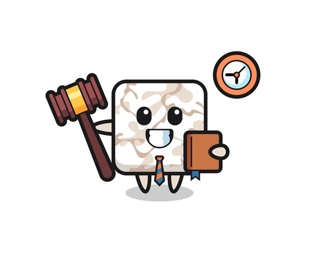 Dibujos animados de mascota de baldosas de cerámica como juez