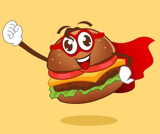 Dibujos animados de mascota de hamburguesa en vector